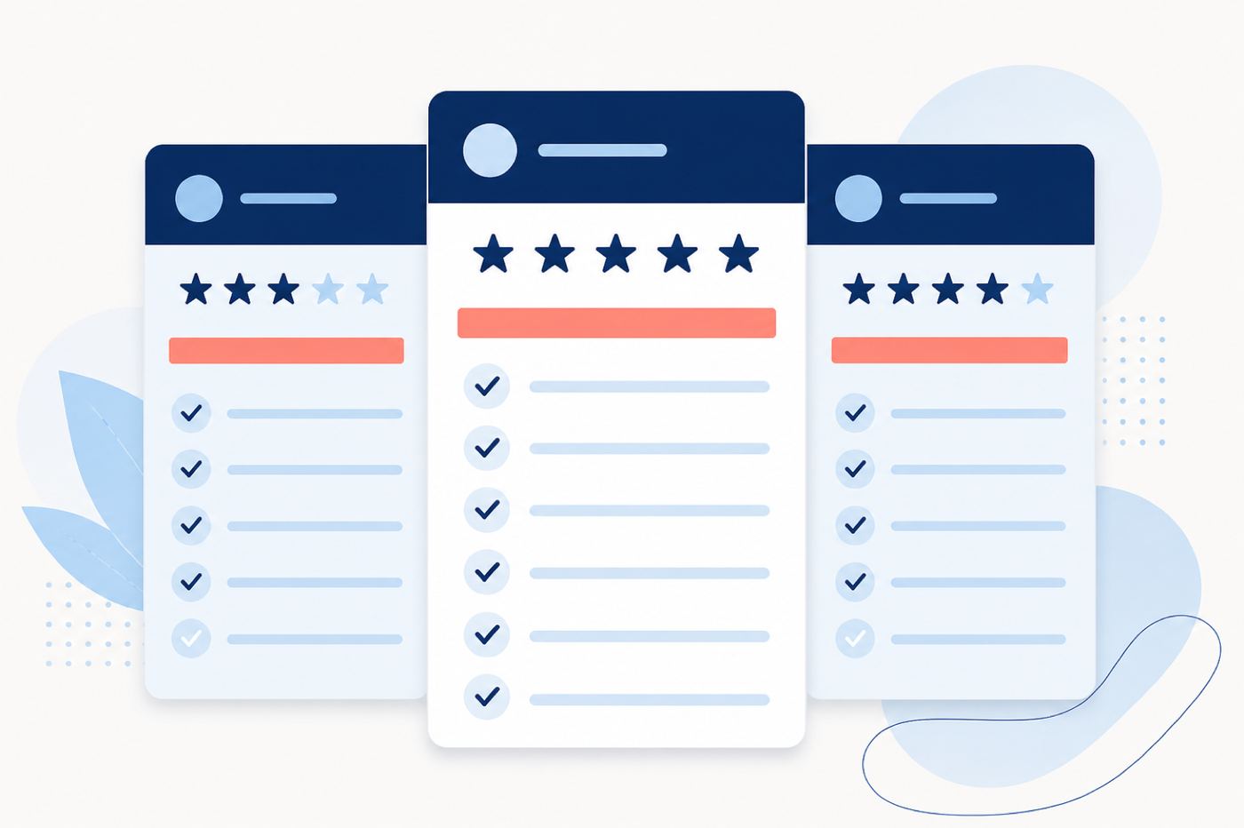 Stylised comparison cards with star ratings